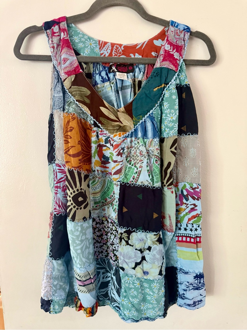 VTG 90s/Y2K Model Patchwork Tank Top - Boho Hippie Fairycore Cami